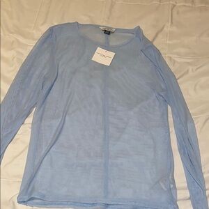 Light Blue Sheer Long Sleeve Top